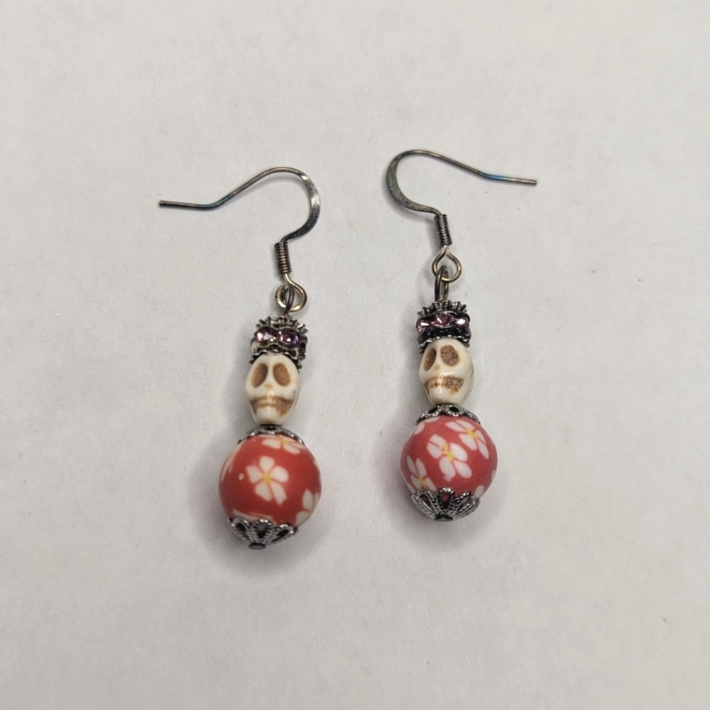 Flower Skull Earrings